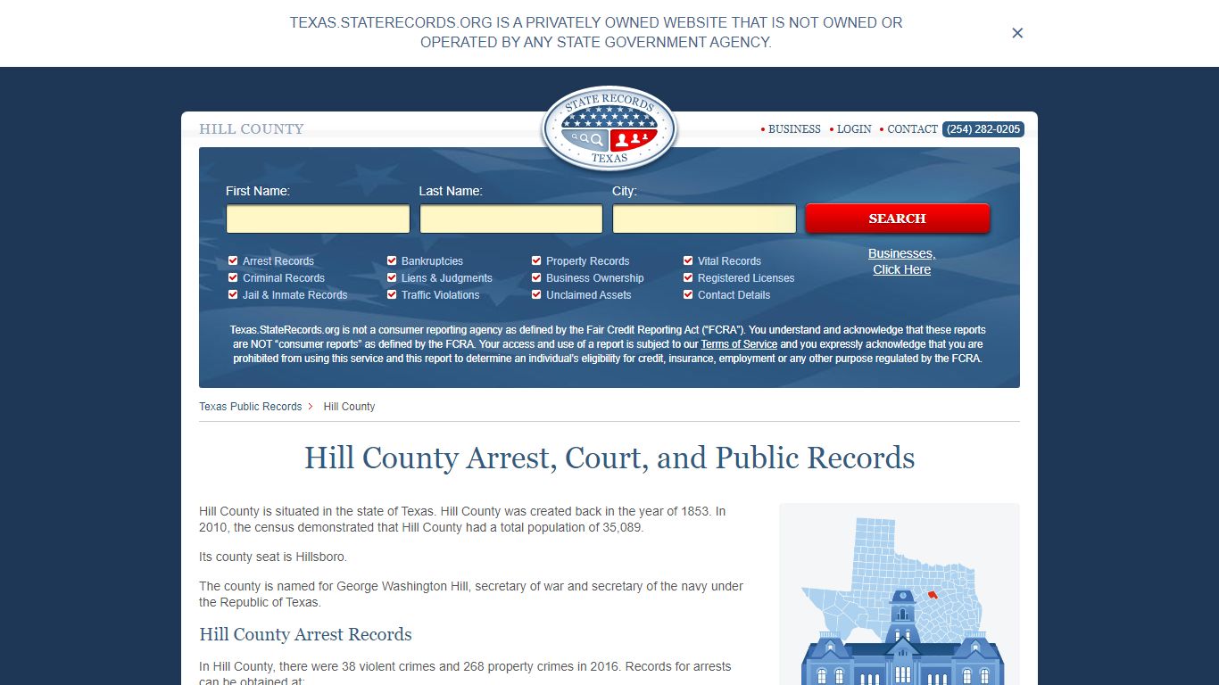 Hill County Arrest, Court, and Public Records